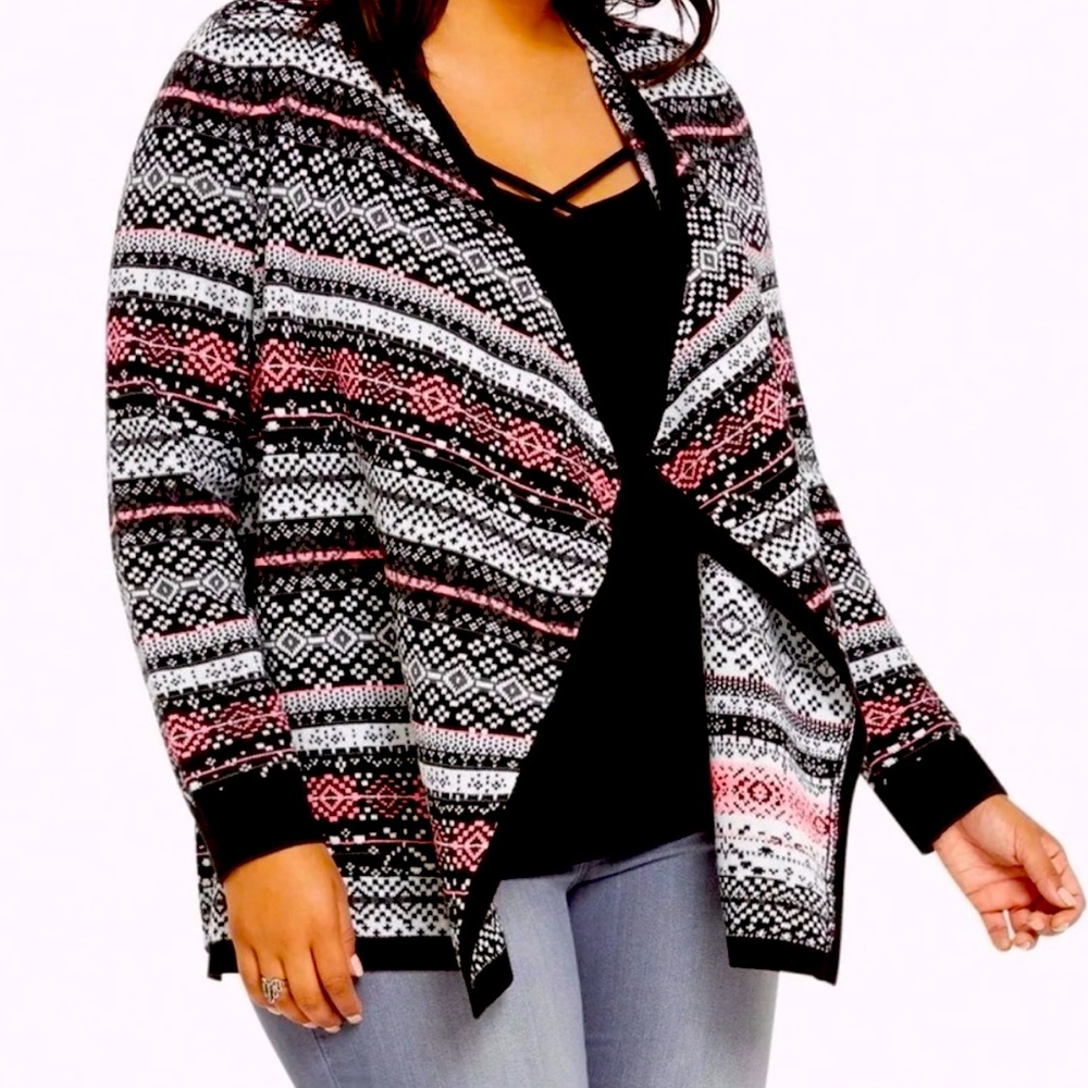 Torrid Fair Isle Draped Cardigan Size 2X